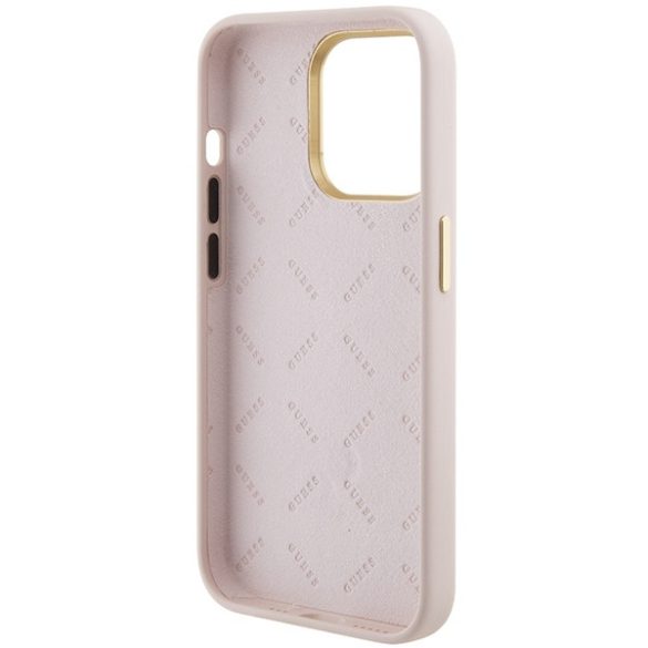 Guess iPhone 15 Pro Silicone Logo Strass 4G (GUHCP15LM4DGPP) hátlap, tok, rózsaszín