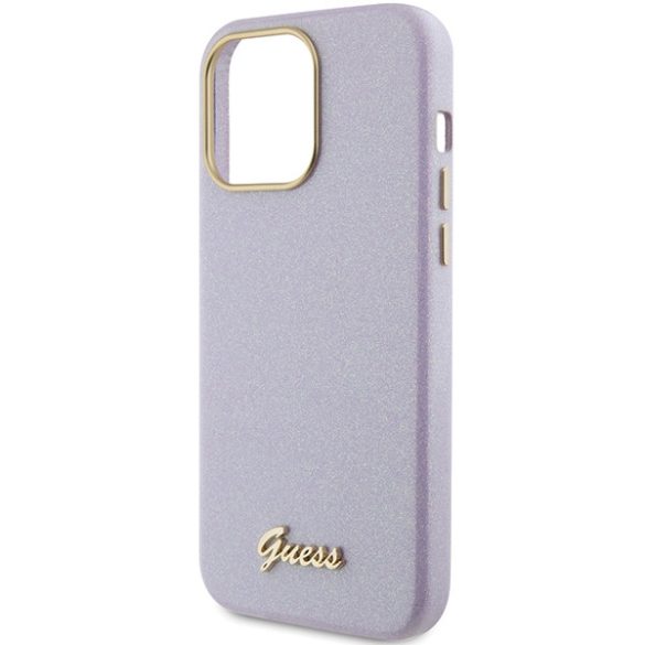 Guess iPhone 15 Pro Glitter Glossy Script (GUHCP15LPGMCSD) hátlap, tok, lila