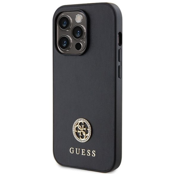 Guess iPhone 15 Pro Strass Metal Logo (GUHCP15LPS4DGPK) hátlap, tok, fekete