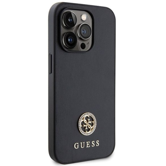 Guess iPhone 15 Pro Strass Metal Logo (GUHCP15LPS4DGPK) hátlap, tok, fekete