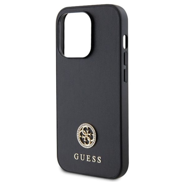 Guess iPhone 15 Pro Strass Metal Logo (GUHCP15LPS4DGPK) hátlap, tok, fekete