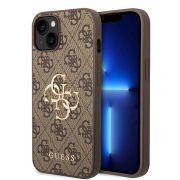   Guess iPhone 15 Big Metal Logo (GUHCP15S4GMGBR) hátlap, tok, barna