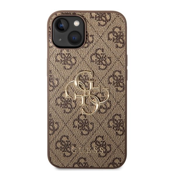 Guess iPhone 15 Big Metal Logo (GUHCP15S4GMGBR) hátlap, tok, barna