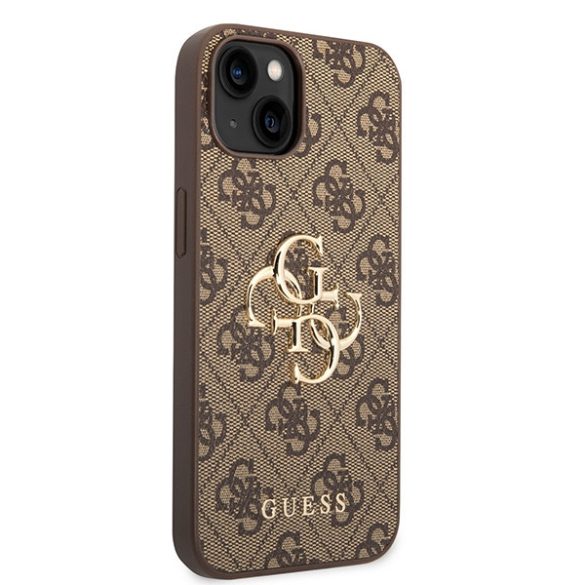 Guess iPhone 15 Big Metal Logo (GUHCP15S4GMGBR) hátlap, tok, barna