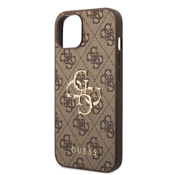 Guess iPhone 15 Big Metal Logo (GUHCP15S4GMGBR) hátlap, tok, barna