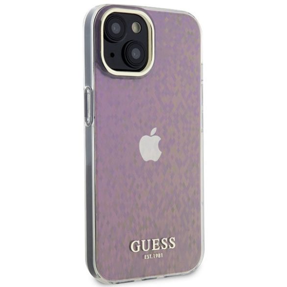 Guess iPhone 13/14/15 IML Faceted Mirror Disco Iridescent (GUHCP15SHDECMP) hátlap, tok, rózsaszín