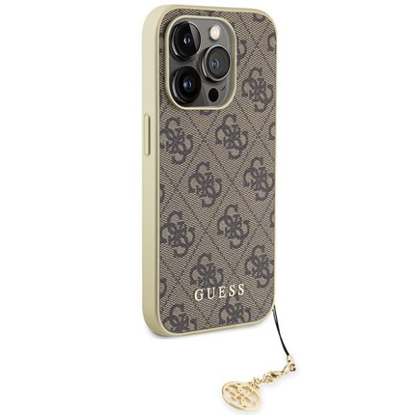 Guess iPhone 15 Pro Max Charms Collection (GUHCP15XGF4GBR) hátlap, tok, barna