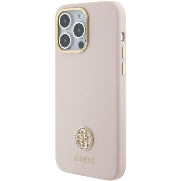 Guess iPhone 15 Pro Max Silicone Logo Strass (GUHCP15XM4DGPP) hátlap, tok, rózsaszín
