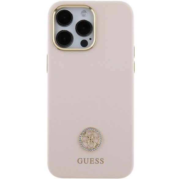 Guess iPhone 15 Pro Max Silicone Logo Strass (GUHCP15XM4DGPP) hátlap, tok, rózsaszín