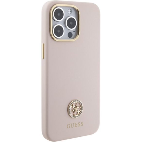 Guess iPhone 15 Pro Max Silicone Logo Strass (GUHCP15XM4DGPP) hátlap, tok, rózsaszín