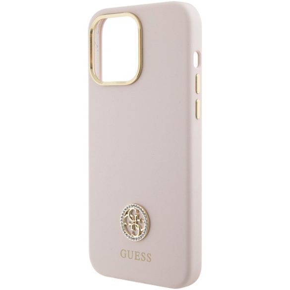 Guess iPhone 15 Pro Max Silicone Logo Strass (GUHCP15XM4DGPP) hátlap, tok, rózsaszín