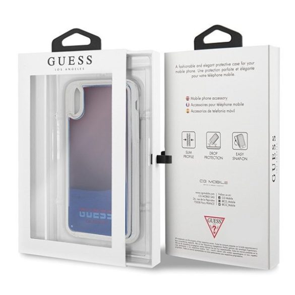 Guess Glow in The Dark iPhone X/Xs világító (GUHCPXGLCRE) hátlap, tok, kék