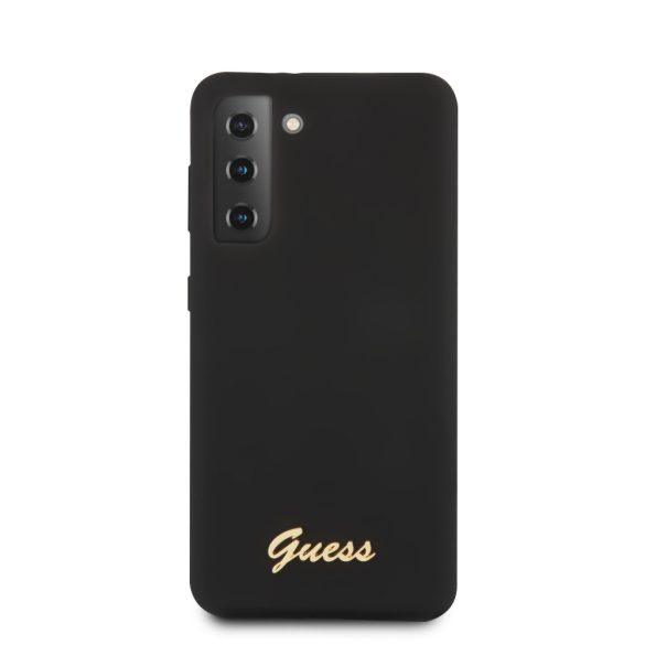 Guess Samsung Galaxy S21 Plus Silicone Script Metal Logo (GUHCS21MLSLMGBK) hátlap, tok, fekete