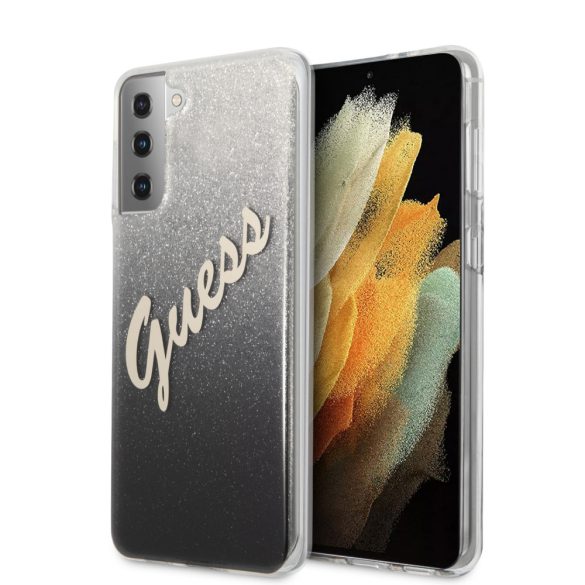 Guess Samsung Galaxy S21 Plus Vintage Glitter Gradient (GUHCS21MPCUGLSBK) hátlap, tok, fekete