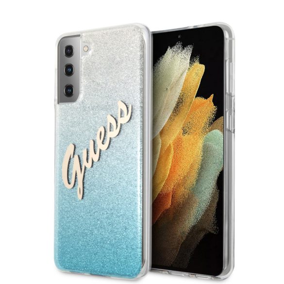 Guess Samsung Galaxy S21 Plus Vintage Glitter Gradient (GUHCS21MPCUGLSBL) hátlap, tok, világoskék