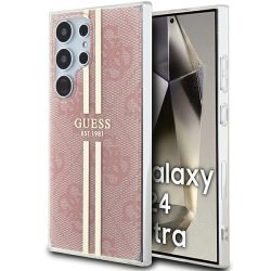   Guess Samsung Galaxy S24 Ultra IML 4G Gold Stripe (GUHCS24LH4PSEGP) hátlap, tok, rózsaszín