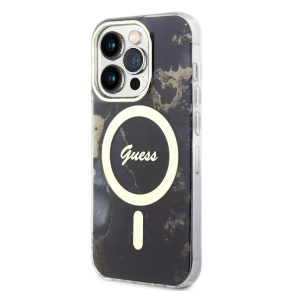 Guess iPhone 13 Pro Marble IML MagSafe (GUHMP13LHTMRSK) Magsafe kompatibilis hátlap, tok, fekete