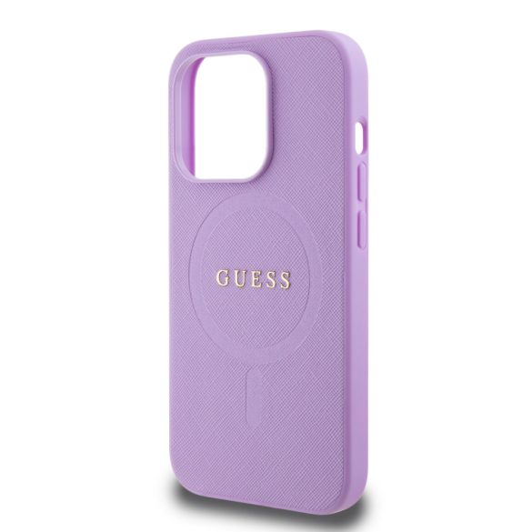 Guess iPhone 15 Pro PU 4G Strass Metal Logo (GUHMP15LPSAHMCU) hátlap, tok, lila