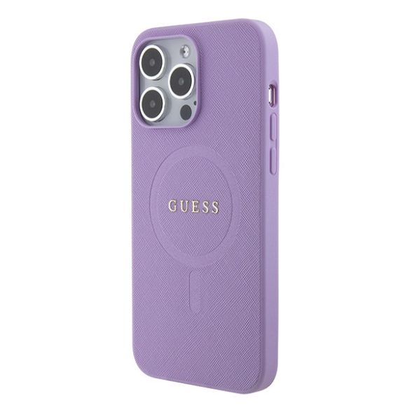 Guess iPhone 15 Pro Max Saffiano MagSafe (GUHMP15XPSAHMCB) magsafe kompatibilis hátlap, tok, lila