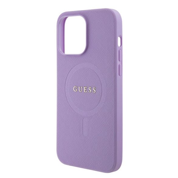 Guess iPhone 15 Pro Max Saffiano MagSafe (GUHMP15XPSAHMCB) magsafe kompatibilis hátlap, tok, lila