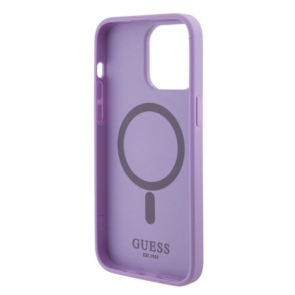 Guess iPhone 15 Pro Max Saffiano MagSafe (GUHMP15XPSAHMCB) magsafe kompatibilis hátlap, tok, lila