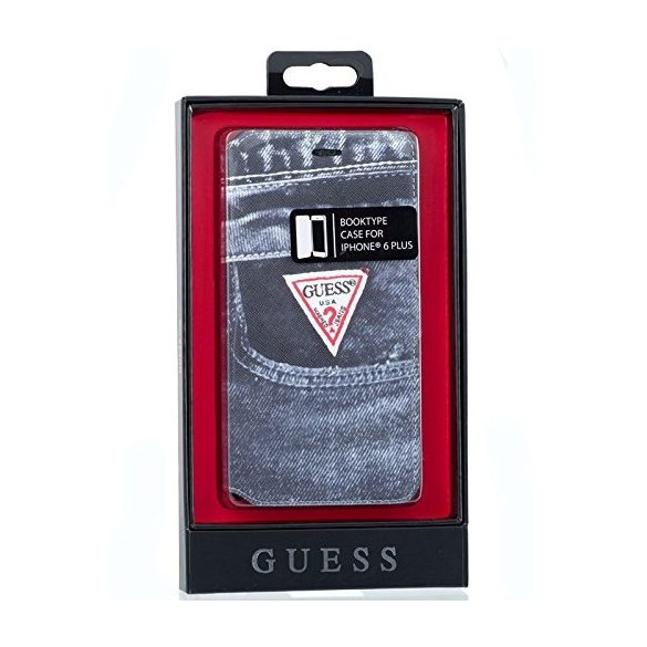 Guess iPhone 6 Plus/6S Plus Denim Jeans (GUMFLBKP6LDEBK2) oldalra nyíló tok, fekete