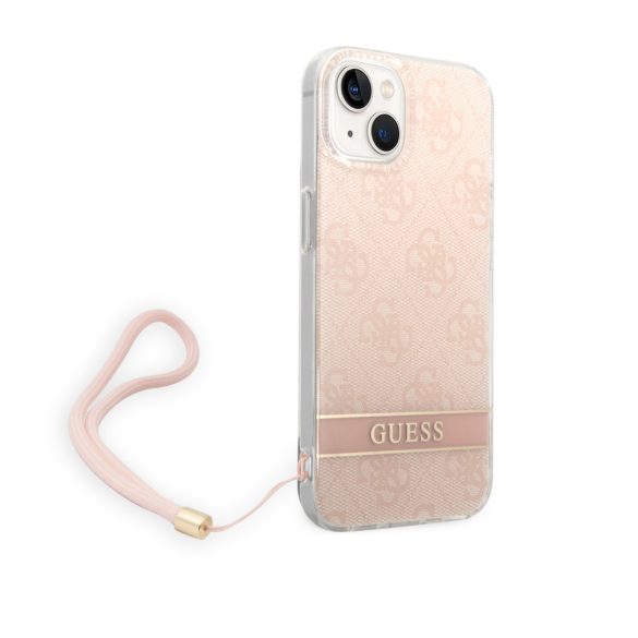 Guess iPhone 14 Plus 4G Print Strap (GUOHCP14MH4STP) hátlap, tok, rózsaszín