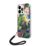   Guess iPhone 14 Pro Max Flower Strap (GUOHCP14XHFLSB) hátlap, tok, sötétkék
