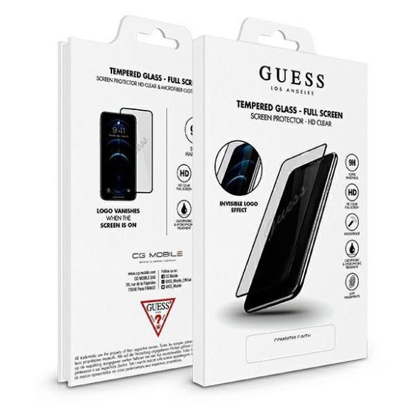 Guess Vintage Magic Logo iPhone 12 mini 5D Full Glue (GUSPP12SSLTR) teljes kijelzős edzett üvegfólia (tempered glass) 9H keménységű, fekete