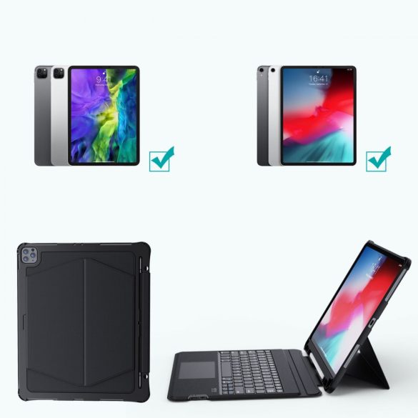 Choetech BH-015 iPad Pro 12.9" (2021/2022) smart tok Bluetooth billentyűzettel, fekete