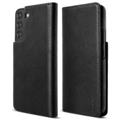   Ringke Folio Signature Flip Samsung Galaxy S22 eredeti bőr, oldalra nyíló tok, fekete