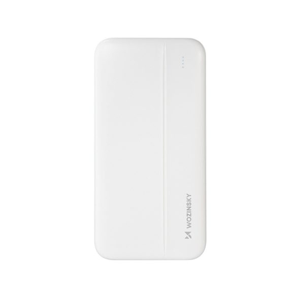 Wozinsky Li-Po WPBWE1 Powerbank, hordozható külső akkumulátor 2xUSB-A/USB-C/Micro-USB, 10000 mAh, fehér