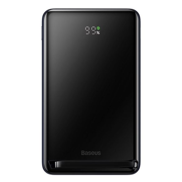 Baseus Magnetic Bracket Power Bank and Wireless Charger, 10000 mAh, 20W hordozható külső akkumulátor és vezeték nélküli Qi töltő, USB-C/USB-C kábellel, fehér