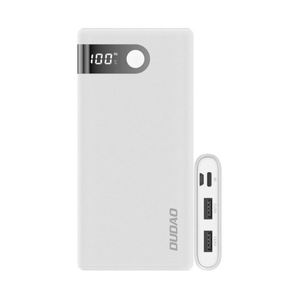 Dudao K9Pro-01 Power Bank hordozható külső akkumulátor 2xUSB/USB-C/micro USB, 10000 mAh, 2A, fehér