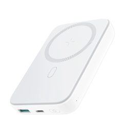   Joyroom JR-W020 Mini Magnetic Wireless Powerbank, magsafe kompatibilis  hordozható külső akkumulátor és vezeték nélküli töltő, PD, QC, 10000 mAh, 20W, fehér