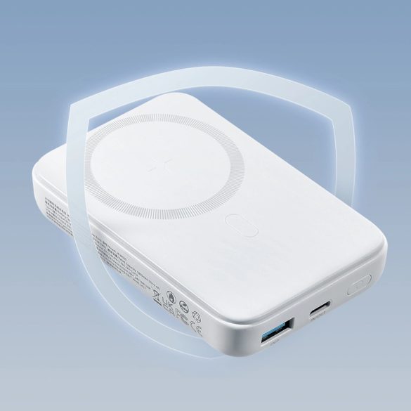 Joyroom JR-W020 Mini Magnetic Wireless Powerbank, magsafe kompatibilis  hordozható külső akkumulátor és vezeték nélküli töltő, PD, QC, 10000 mAh, 20W, fehér