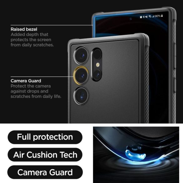 Spigen Rugged Armor Samsung Galaxy S24 Ultra ütésálló hátlap, tok, matt, fekete