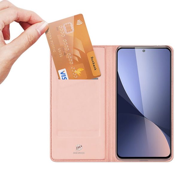 Dux Ducis Skin Pro Xiaomi Redmi 12 oldalra nyíló tok, rózsaszín