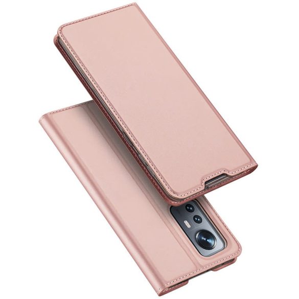 Dux Ducis Skin Pro Xiaomi Redmi 12 oldalra nyíló tok, rózsaszín