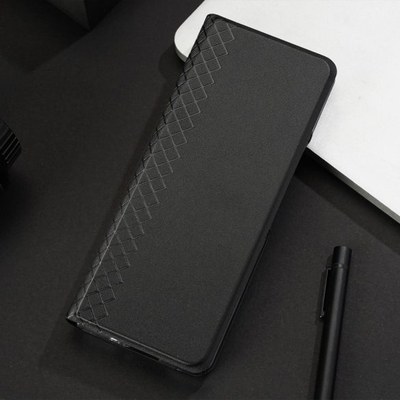 Dux Ducis Bril Samsung Galaxy Z Fold 5 eredeti bőr oldalra nyíló tok, fekete