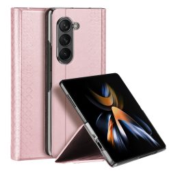   Dux Ducis Bril Samsung Galaxy Z Fold 5 eredeti bőr oldalra nyíló tok, rózsaszín