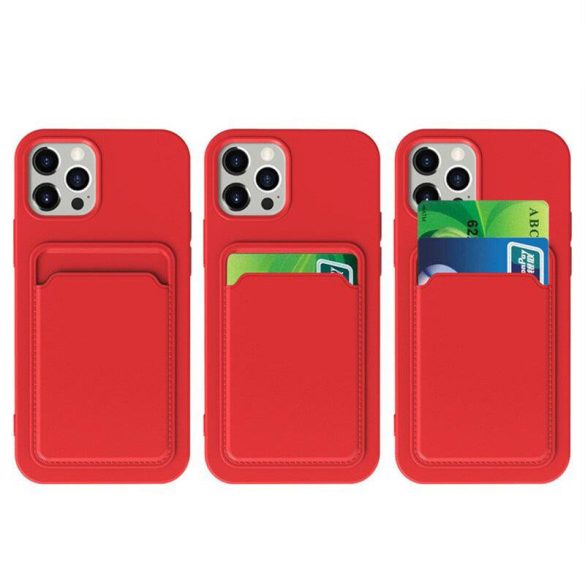 Card Case Silicone Samsung Galaxy A32 4G hátlap, tok, piros