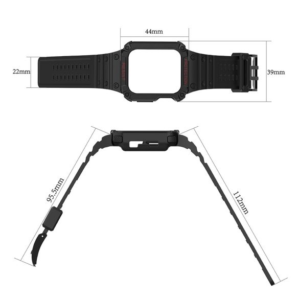 Protect Strap Band Apple Watch 7/SE, 38/40/41mm ütésálló tok és óraszíj, fehér-rozéarany