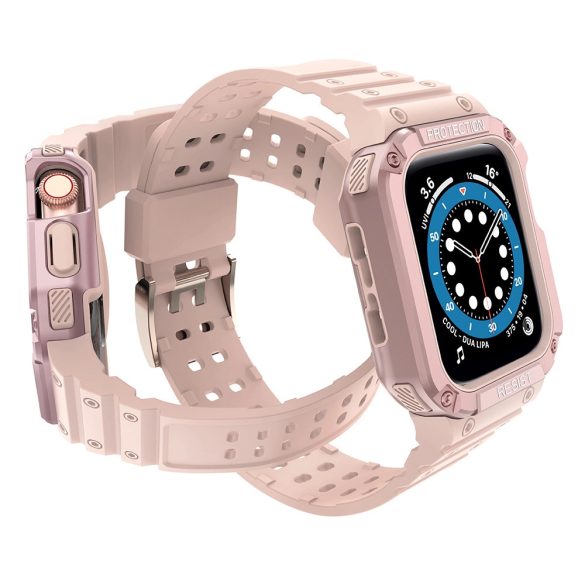 Protect Strap Band Apple Watch 7/SE, 38/40/41mm ütésálló tok és óraszíj, rózsaszín