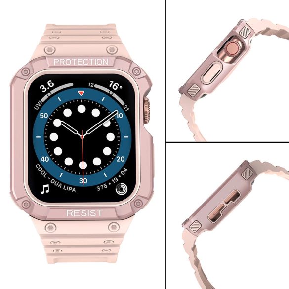 Protect Strap Band Apple Watch 7/SE, 38/40/41mm ütésálló tok és óraszíj, rózsaszín