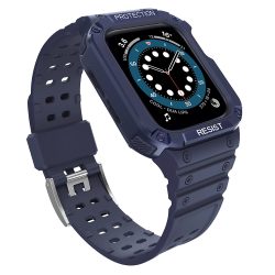   Protect Strap Band Apple Watch 7/SE, 42/44/45mm ütésálló tok és óraszíj, kék