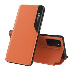   Eco Leather View Case Xiaomi Redmi Note 10/Note 10S oldalra nyíló tok, narancssárga