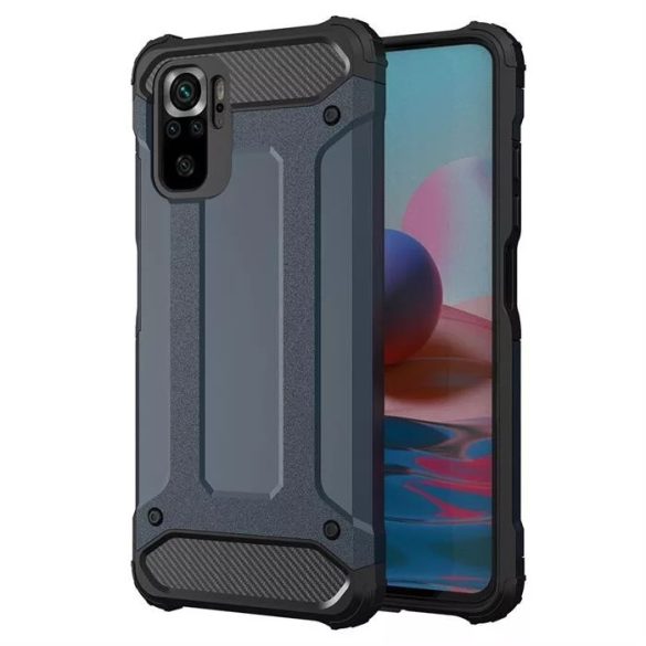 Hybrid Armor Tough Rugged Xiaomi Redmi Note 10/Note 10S ütésálló hátlap, tok, sötétkék