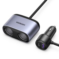   Ugreen CD252 Car Charger Splitter USB-A/USB-C PD/QC univerzális autós töltő és elosztó, 21W, fekete
