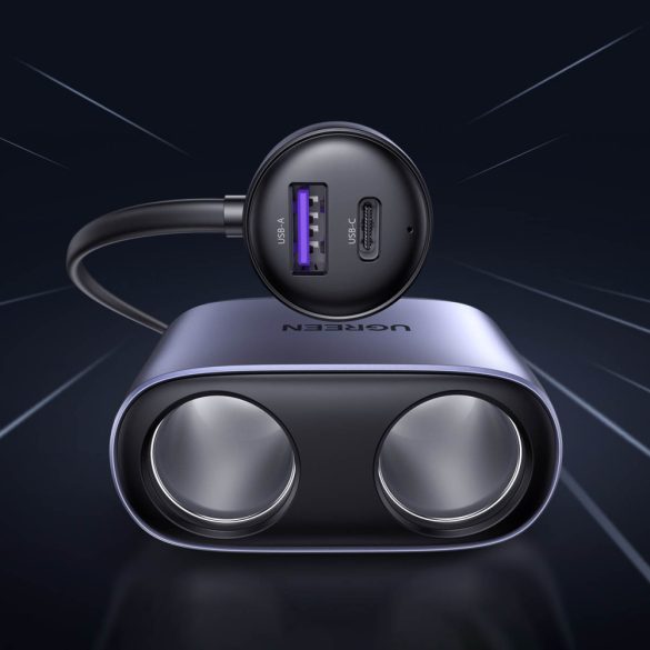 Ugreen CD252 Car Charger Splitter USB-A/USB-C PD/QC univerzális autós töltő és elosztó, 21W, fekete
